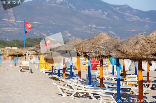 Image of tunisian beach in morning without people