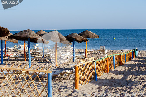 Image of tunisian beach in morning without people