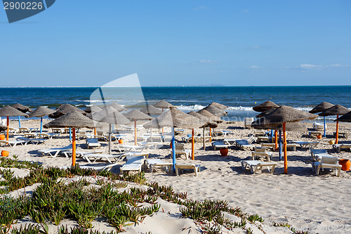 Image of tunisian beach in morning without people