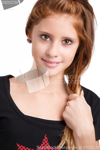 Image of Studio portrait of young beautiful girl