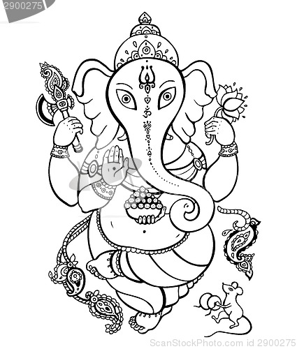 Image of Ganesha Hand drawn illustration.