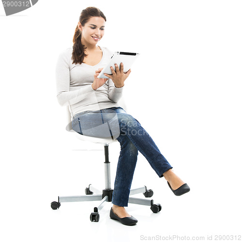 Image of Female student with a tablet
