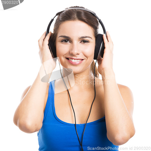 Image of Woman listen music