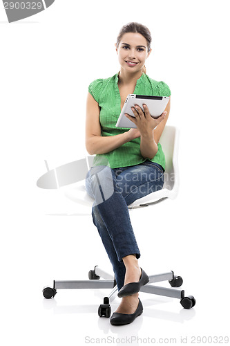Image of Female student with a tablet