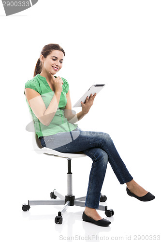 Image of Female student with a tablet