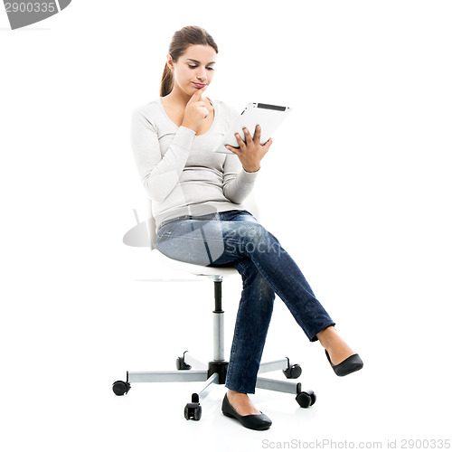 Image of Female student with a tablet