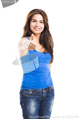 Image of Young woman with thumbs up