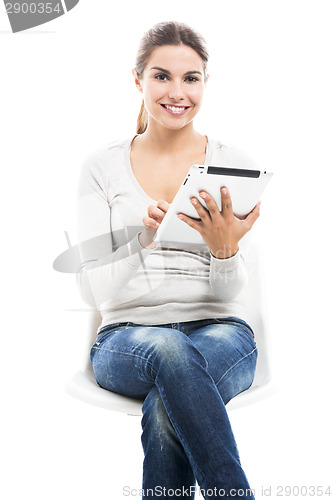 Image of Female student with a tablet
