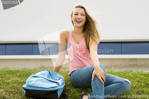 Image of Beautiful teenage studying