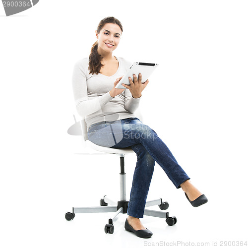 Image of Female student with a tablet