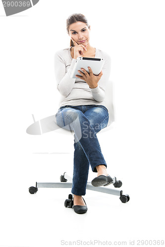 Image of Female student with a tablet