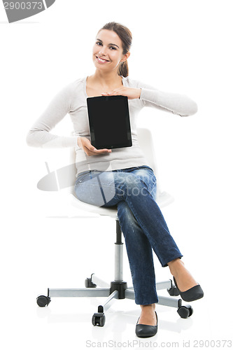 Image of Female student with a tablet