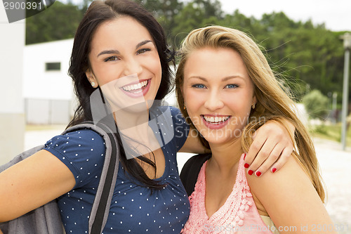 Image of Two beautiful teenage students