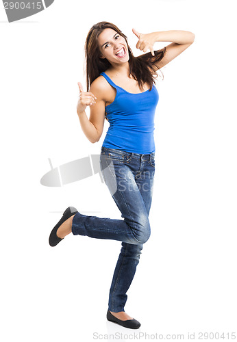 Image of Young woman with thumbs up