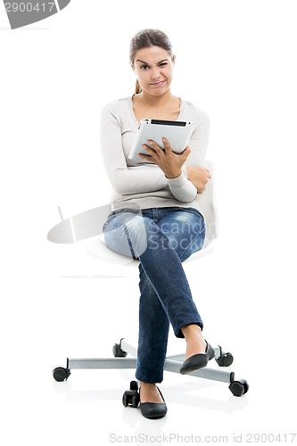 Image of Female student working with a tablet