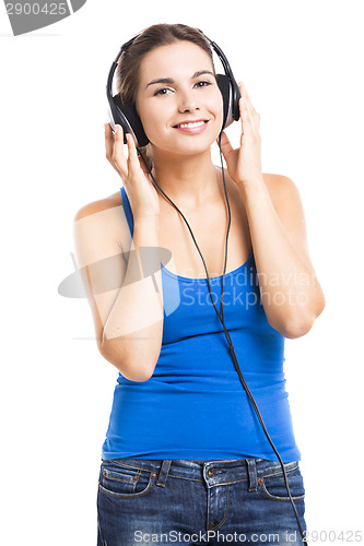 Image of Woman listen music