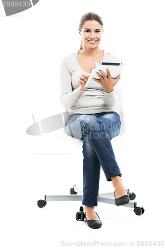 Image of Female student with a tablet