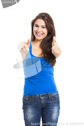 Image of Young woman with thumbs up