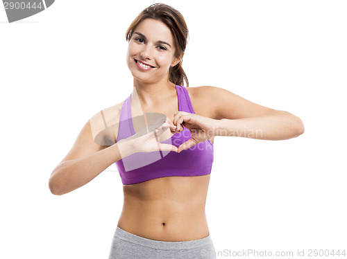 Image of Happy athletic woman