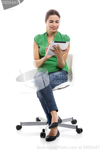 Image of Female student with a tablet