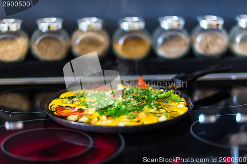 Image of Omelet with vegetables.
