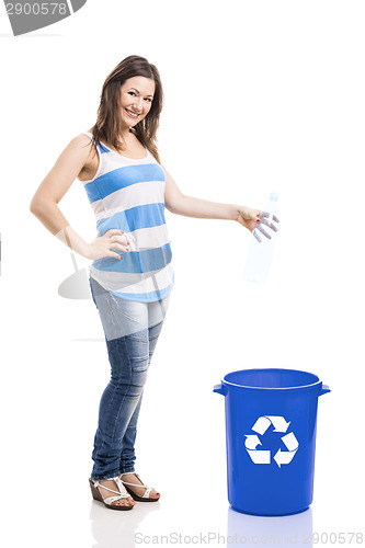 Image of Beautiful young recycling