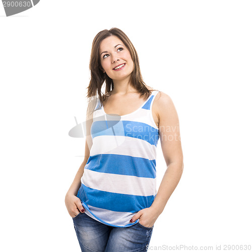 Image of Beautiful woman thinking