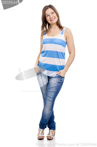 Image of Beautiful woman thinking