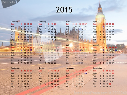 Image of London calendar 2015