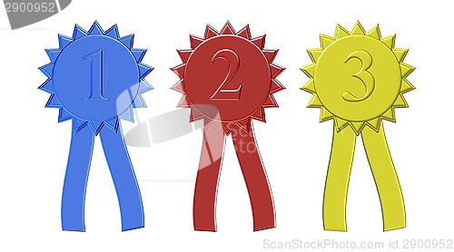Image of first second and third place award ribbons