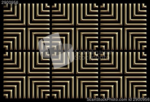 Image of repeating square background bronze on black