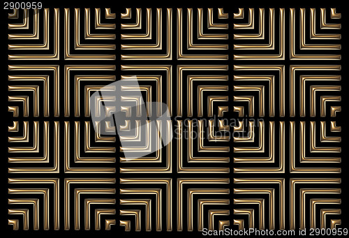 Image of repeating square background gold on black