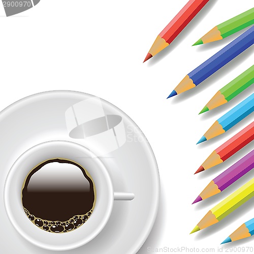 Image of coffee cup and pencils