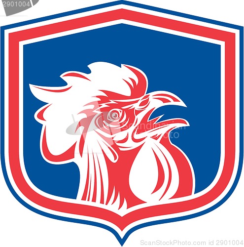 Image of Chicken Rooster Head Mascot Shield Retro