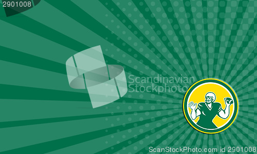 Image of Business card American Football Quarterback QB Circle Retro