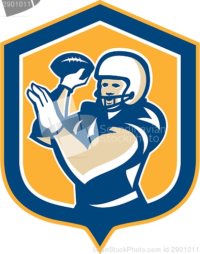 Image of American Football QB Throwing Shield Retro