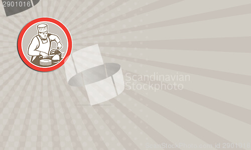 Image of Business card Chef Cook Slicing Meat Circle Retro