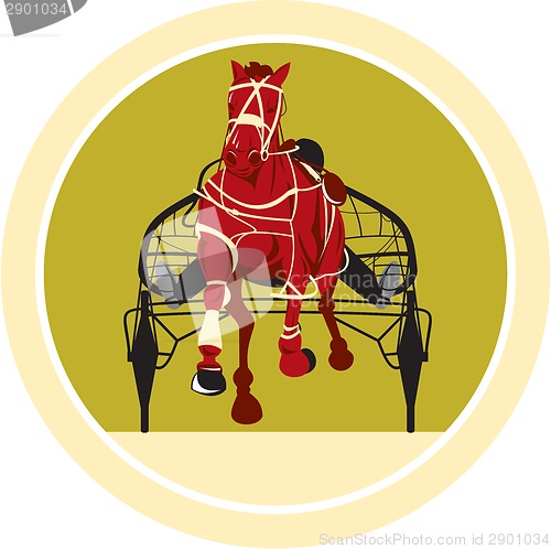 Image of Horse and Jockey Harness Racing Retro