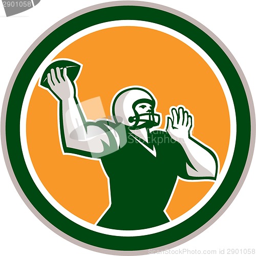 Image of American Football QB Throwing Circle Retro