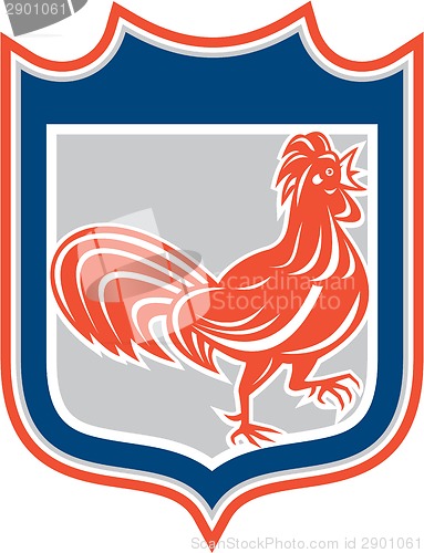 Image of Chicken Rooster Leg Up Walking Shield Retro