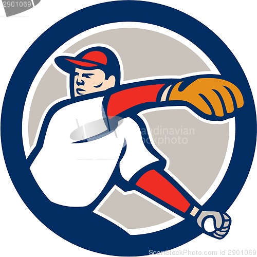 Image of Baseball Pitcher Throw Ball Circle Cartoon