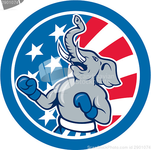 Image of Republican Elephant Boxer Mascot Circle Cartoon