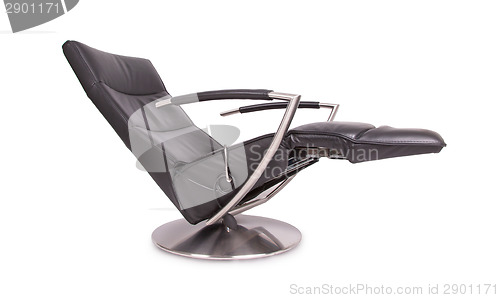 Image of Black leather lounge chair