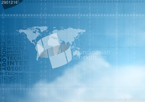 Image of Hi-tech vector background in cloudy sky