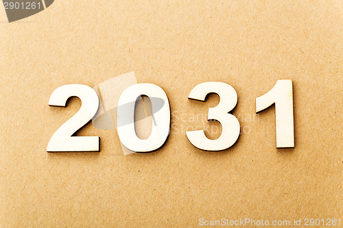 Image of Wooden text for year 2031