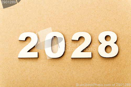 Image of Wooden text for year 2028