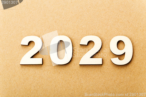 Image of Wooden text for year 2029