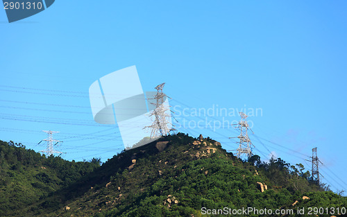 Image of High voltage tower on mountain