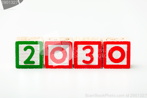 Image of Wooden block for year 2030