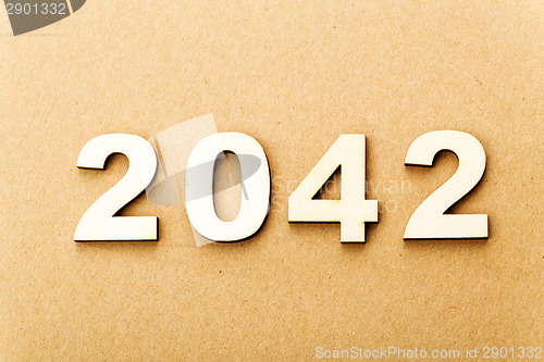 Image of Wooden text for year 2042